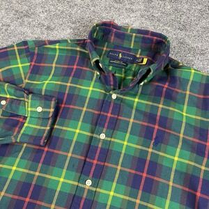 Polo Ralph‎ Lauren Shirt Mens M Green Plaid Classic Fit Performance Flannel Pony